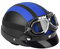 Universal-Motorrad-Roller aus Kunstleder mit offenem Gesicht, Motorrad Roller Open Face halbes Leder-Helm mit Visier UVschutzbrille(Blau)