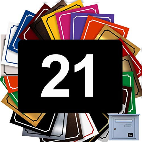 Numéro Pour Boîte Aux Lettres Adhésif - Numéro De Maison PVC – Plaque Gravée À Personnaliser - PETIT 5 x 3,5 cm (Noir texte Blanc)