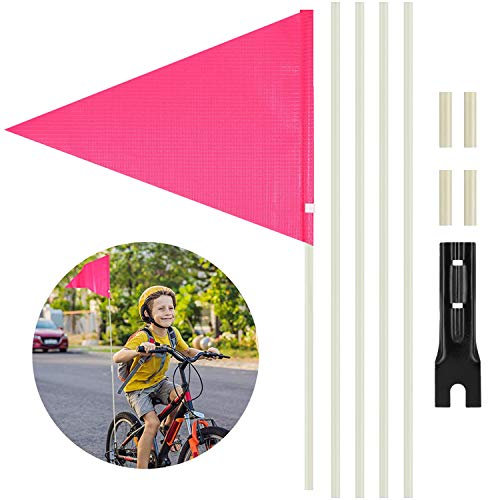 Nother 1,8 m Fahrrad-Sicherheitsflagge mit Stange, reflektierende Fahrradanhänger-Sicherheitsflagge mit Fahrradhalterung, Höhensichtbarkeit, Fahrradsicherheitsflagge (Rosa)