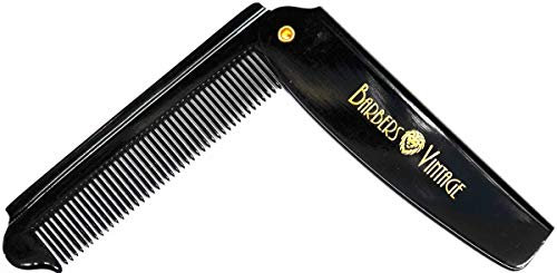 Barbers Vintage Folding Comb (Black). Luxury Hand Made Pocket Flip Comb for Men. Perfect for Male Grooming Hair/Moustache/Beard.