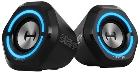 EDIFIER Hecate G1000 - Enceintes Gaming Actives RVB, Bluetooth 5.0, Entrées AUX, USB, 10W, Noir