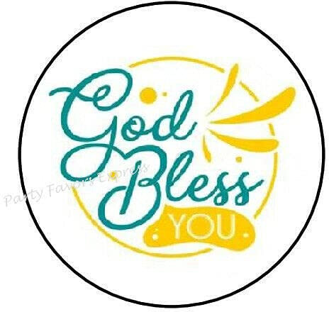 2 cm ø 32 Stück Aufkleber Sticker Briefumschlag-Siegel Post Rund God Bless You Gott Segne Dich R3827