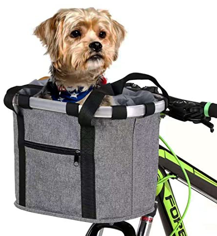 Collapsible Bike Basket, Folding Detachable Quick Release Easy Install, for Pet, Shopping, Commuter, Camping and Outdoor