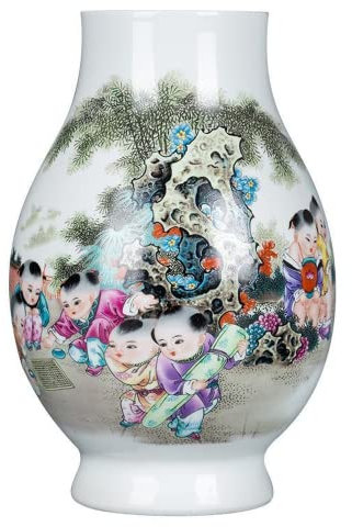 PAYNAN Jingdezhen Vase en céramique Motif personnage chinois ancien 32,5 cm