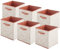 Box and beyond Lot de 6 bacs de Rangement Pliables - Polycoton - Blanc, Terracotta - Motif Bohême - 31x31x31cm