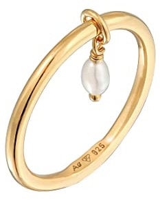 Elli Ring Damen Stapel Basic mit Süßwasserzuchtperle in 925 Sterling Silber