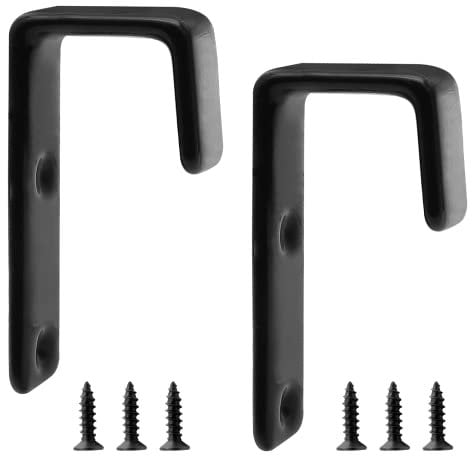 Bivethoi 2pcs Bunk Bed Ladder Hook Brackets, 1 Inch J Hook Hanger Black with PVC Coated, Heavy Duty Metal Utility Hooks for Loft Bed Stairs, Library Ladder Hardware