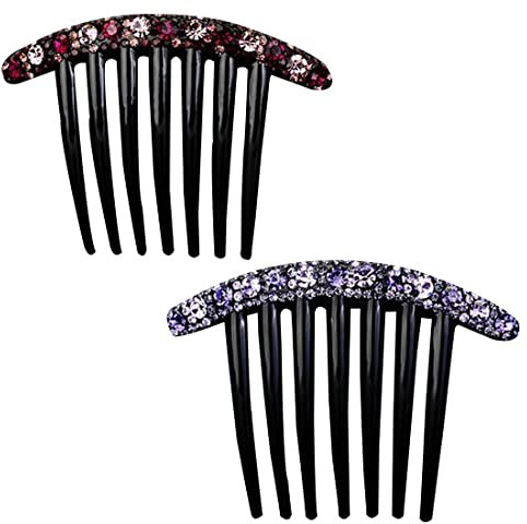 Androxeda 2 Stück Haar Steckkamm Strass Zähne Haarkamm Haarschmuck Haarspange Kamm für Frauen Mädchen Geschenk, 2 Farben