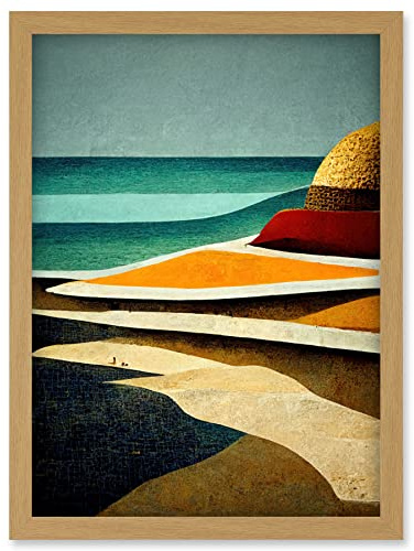 Doppelganger33 LTD Abstract Modern Beach Ocean Coastal Africa Artwork Framed Wall Art Print A4