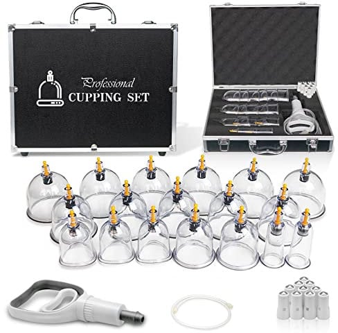 Schröpfgläser mit Vakuumpumpe - Schröpfglas - Hochwertig Schröpfen (18 Stück) - Schröpfgläser Gesicht und für den ganzen Körper - Schröpfset -Cupping set