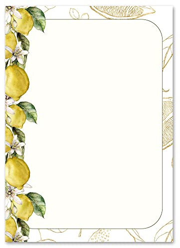 100 Blatt Briefpapier Essen & Trinken ZITRONEN - DIN A6 Format - Paper-Media