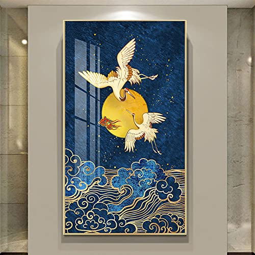 Instarry DIY 5D Diamond Painting Zubehör Full Groß Mond und Kranich Wanddekoration 80x40 cm
