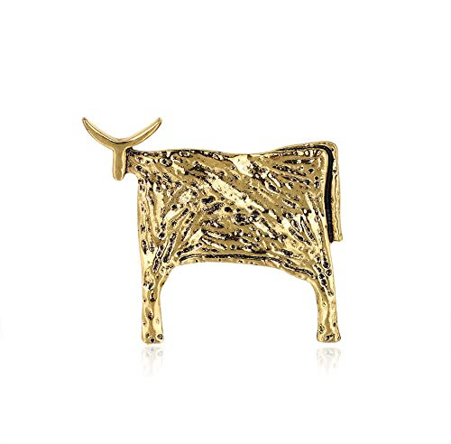 Liyinco Broschen für Frauen mit Strass – Persönlichkeit abstrakte Kuh Brosche Schmuck Art Deco Brosche für Hut Tasche Hemd Kleid Golden