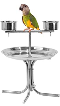 SUNESA Vogelvoliere vogelkäfige Papageiständer Edelstahl-Papagei-Ständer-Disc-Display-Stand-Macaw Wird for mittlere und große Papageien-Kanarische Liebesvögel verwendet Vogelhaus (Size : S)