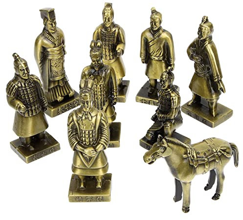 FOMIYES Terrakotta Armee Antike Traditionelle Terrakotta-Krieger-Statue Set Qin-Dynastie Terrakotta-Krieger-Skulptur Soldat Pferde Figurensammlung Vintage Wohnkultur