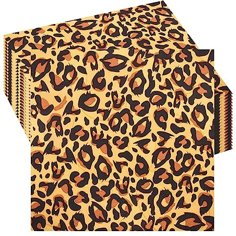 20 servilletas de papel con estampado de leopardo para fiesta de animales de la selva, servilletas de papel para fiestas temáticas de la selva, juego de decoración de vajilla para niños, safari de la