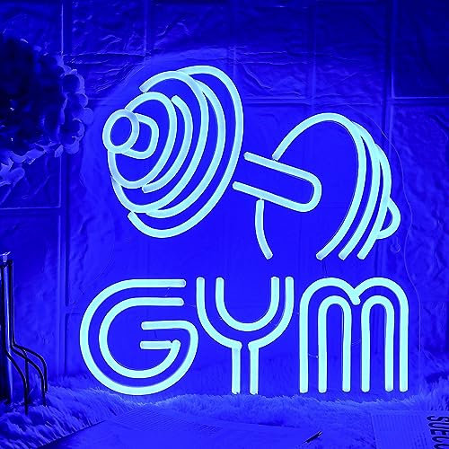 LMSIGNLY Dumbbell Neon Sign Barbell Gym Neon Light Signs Blue Barbell Neon Light for Sports Room, Decor, Party Bar, Fitness Club Decoration (13x13inch)
