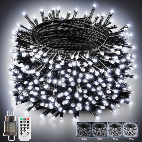 LaiTeny Lichterkette Weihnachtsbaum Innen Außen Strombetrieben - 50M 500LED 8 Modi Dimmbar Wasserdicht Weihnachtsdeko Aussen Lichterketten mit Fernbedienung Timer für Balkon, Garten, Hochzeit, Party