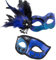 MYSEUNI 2024 New Feather Masquerade Mask for Couples Blue - Masquerade Ball Mask for Women - Mens & Womens Mask for Masquerade Costume for Halloween Mardi Gras Cosplay Party