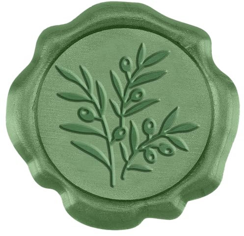 CHGCRAFT 50 Stück Olivenblatt-Wachssiegelaufkleber Umschlagsiegelaufkleber Hochzeitseinladungsumschlagsiegel Für Die Verpackung von Partyeinladungen, Olivgrün, 1.18 Zoll