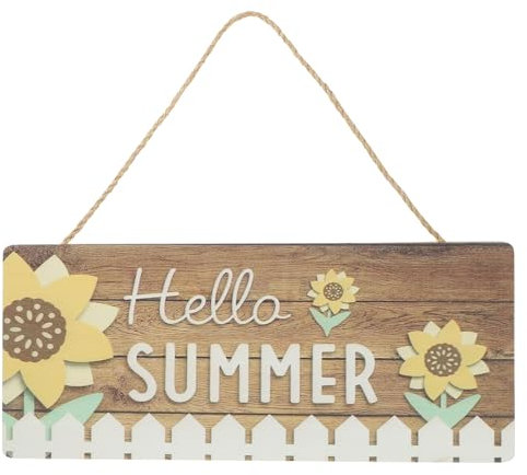 IMIKEYA Willkommens Türschild, “Hallo Sommer” Holzschild, Rustikales Haustür Schild zum Hängen Bauernhaus Veranda Dekoration Für Sommer Deko Zuhause Garten Hofdekoration