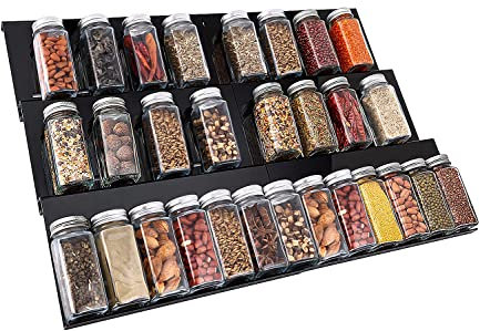 FAOKZE Especiero para cajones de 30 a 60 cm, estante especias extensible, Organizador de especias extensible, cajón de especias con 3 niveles, Especiero Cajon Cocina, Práctico especiero
