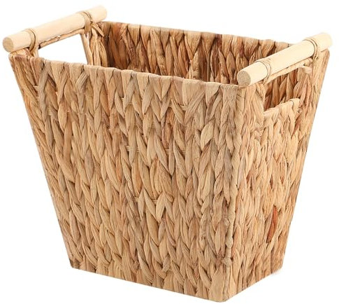 OUTBROS Panier de Rangement ou Poubelle avec Poignée, Boite Tressé en Osier D'une Capacité de 20 Litres Pour Salle de Bain Bureau Jacinthe D'eau, Pack de 1