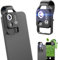 NanoZoom Objectif 200x, Microscope De Téléphone avec Lumière LED, Microscope De Poche Nanozoom X200, Lentille Microscope Numérique Léger Et Portable (Noir)