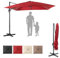 RELAX4LIFE Ombrellone da Giardino Quadrato 3x3M, Ombrellone da Esterno Pieghevole con 8 Stecche e Manovella, Rotazione a 360°, Base a Croce, Ideale per Balcone, Giardino e Patio (Vino Rosso)