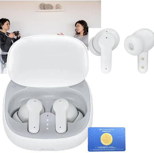 QIeAny Auriculares Traductor, 144 Traducciones De Idiomas, Batería para Auriculares De 40 MAh + Compartimento De Carga De 300 MAh, Bobina Móvil Biónica De 0,4 Pulgadas,B