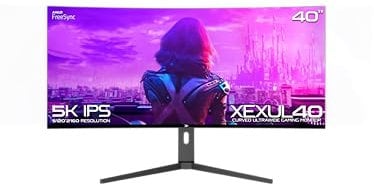 𝗫= 40 Inch Gaming Monitor • Curved • 5K • 75Hz • 1ms • IPS DQHD • G-Sync/FreeSync • HDMI, DisplayPort • Tilt Adjust • Vesa • Built-In Speakers (XEXUL40 | Black)