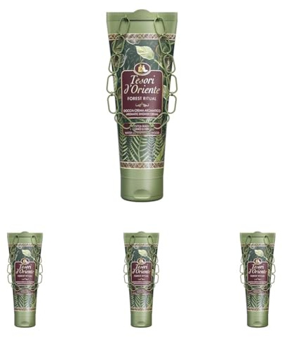 Tesori d'Oriente - Doccia Crema Forest Therapy dalle Note Floreali di Ninfea Bianca e Legno di Hinoki, Deterge Dolcemente la Pelle, Dona Relax e Benessere, 250ml (Confezione da 4)