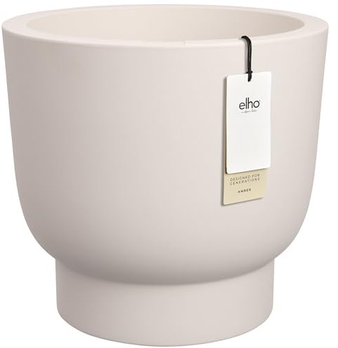 elho Amber Grail 30 - Blumentopf für Innen und Außen - 100% Recyceltem Plastik - Ø 29.5 x H 28.3 cm - Weiß/Leinenweiß