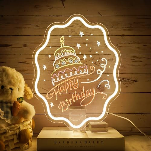 NOXET Happy Birthday Neonschild für Wanddekoration bunte LED-Neonlichtschilder 3D-Schnitzkunst-Dekoration Happy Birthday Neonlichtschild für alle Geburtstagsparty-Dekorationen