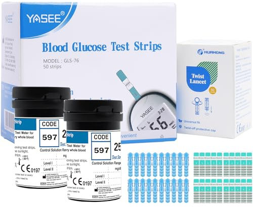 Diabetes Test Strips Blood Glucose Test Strips x 50 and Diabetes Lancets x 50,Blood Suger Test Strips for UK Diabetics - in mmol/L (for Yasee GLM-76 Blood Glucose Monitor Only)
