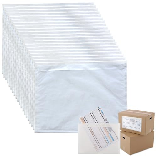 Transparente Versandtaschen, Transparente Lieferscheintaschen, Selbstklebende Frachtbrieftaschen, Dokumententasche, Lieferscheintaschen Selbstkleben, A4, für Dateien im A4 Format, 20 Stücke