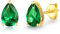 FANCIME Solide 14 Karat 585 Gelb Gold Tropfen Ohrringe Ohrstecker mit Echt Synthetische Smaragd Geschenk Schmuck für Damen Mädchen Mama, Größe: 5 * 7.7 mm