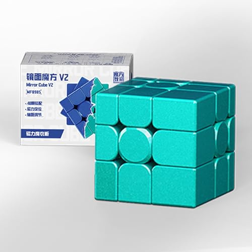 Moyu Mirror Cube V2, 3x3 Magnetic Stickerless Cube 3x3x3 Magic Speed Cube Original, 3D Puzzle Magic Cube Magnetic UV Coated Version for Kids, Teenagers (Green)
