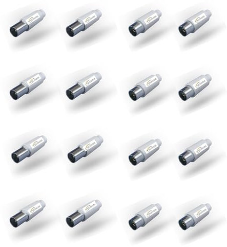 SERVICEWEBSHOP | Connettori Coassiali per Cavi Tv Antenna e Digitale Terrestre, Maschio e Femmina, Antenne TV DVB-C Radio e DVB-T2 per Antenna SAT Coassiale 4K UHD (SET 16 PZ (8 MASCHI + 8 FEMMINE))