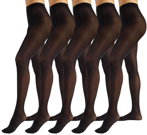 PIKY PACK 5 Paia di Collant Neri da Donna, Collant Coprenti 50 Denari, Calzamaglia Opaca, Calze Pesanti da Donna, Calze Made in Italy