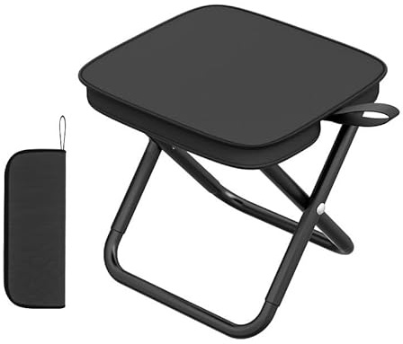 Zixrmor Tragbar Klapphocker faltbar Campingstuhl klappbar Hocker klappbar - Leichter und tragbarer Falthocker für Camping,Strand Hocker, Picknick Outdoor-Aktivitäten - Robust Klapphocke (Schwarz, XL)