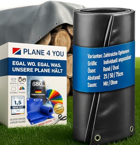 wasserdichte Abdeckplane nach Maß Ohne Saum – 2x2m oder schmaler – ohne Ösen – 680g/qm – Gewebeplane Meterware – PVC Allzweckplane – LKW Plane in 16 Farben