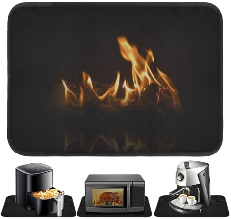 pilyero Feuerfeste Unterlage 50x40cm - Airfryer Zubehör, Heißluftfritteuse Zubehör, Kaffeemaschine Unterlage - Hitzebeständige Matte für Küche, Backofen, Grill - Ideal zum Schutz Ihrer Arbeitsplatte
