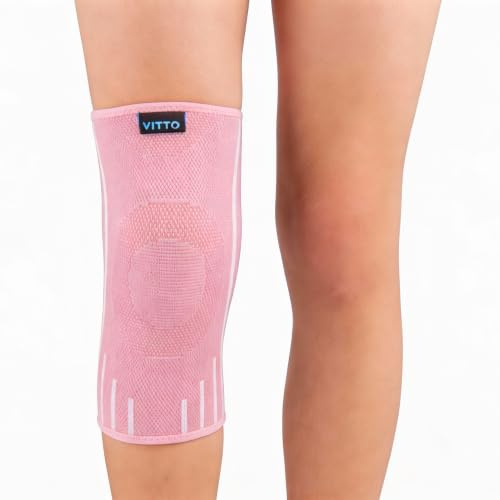 VITTO Ginocchiera Bambino -Tutore Osgood Schlatter dai 4 ai 14 anni, Rosa L | Ginocchiere Bambino e Ginocchiere Bambina, Supporto Ginocchio Sportivo protegge il ginocchio durante basket, pallamano, danza