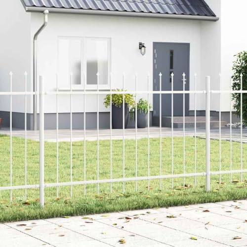 INLIFE Gartenzaun Weiß 1.7 x 1.2 m Pulverbeschichteter Stahl,Heimwerkerbedarf,Hauseinzäunung,Zaunfelder,Weiß,7.65 KG,42003881