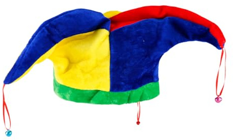 Lotsdonxia Cappello da clown da giullare lavorato a maglia con campane, copricapo multicolore per feste di carnevale, cosplay di Halloween, accessori per costumi a tema circo, per adulti e bambini