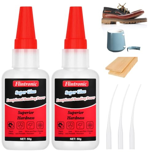 Flintronic Colle Instantanée extra forte, Colle à Base D'huile, Colles Universelle Puissante, Colles à séchage rapide L'huile Haute Résistance pour plastique, cuir, métal, bois, céramique(50g)