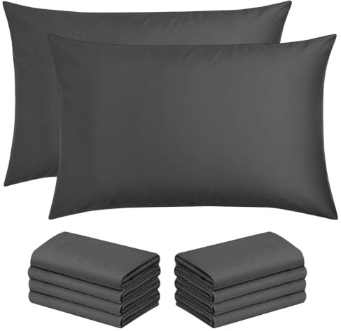 Moonlight Bedding Pillow Cases 10 Pack – Charcoal Pillowcases Envelope Closure Super Soft Brushed Microfiber Standard House Wife Pillow Covers, (50 X 75 CM)