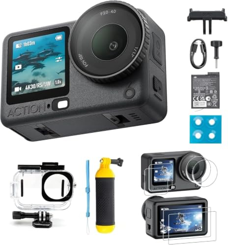 DJI Osmo Action 6 Pack Esencial, cámara de acción con Sensor Cuadrado de 1/1.1 Pulgadas, Apertura Variable, Resistente al frío, batería de 4 Horas, cámara de acción 4K Ideal para Uso Diario