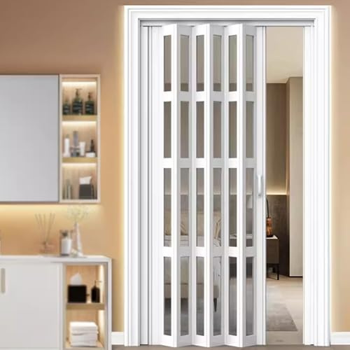 Porte Accordéon Interieur Moderne pour Buanderie, Portes Coulissante Accordéon Cloison de Séparation, Porte de Salle de Bain en Acrylique Transparent, Portail Coulissant Pliable